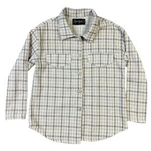 Spoon‎ Jeans Collared Cardigan Top M White Black Plaid Versatile Preppy Casual